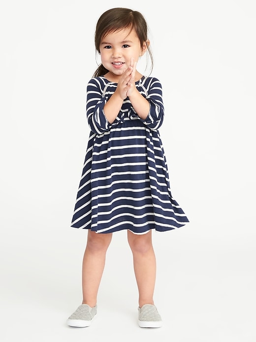 View large product image 1 of 1. Jersey Ladder-Lace Swing Dress for Toddler Girls