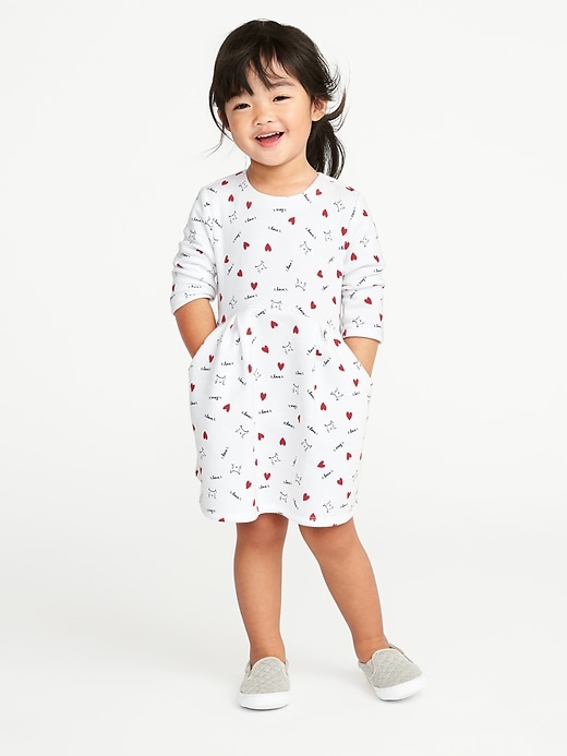 View large product image 1 of 3. Fit & Flare Zip-Back Fleece Dress for Toddler Girls