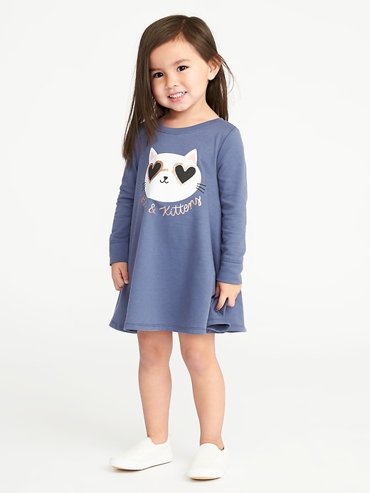 View large product image 1 of 1. Graphic French Terry Dress for Toddler Girls