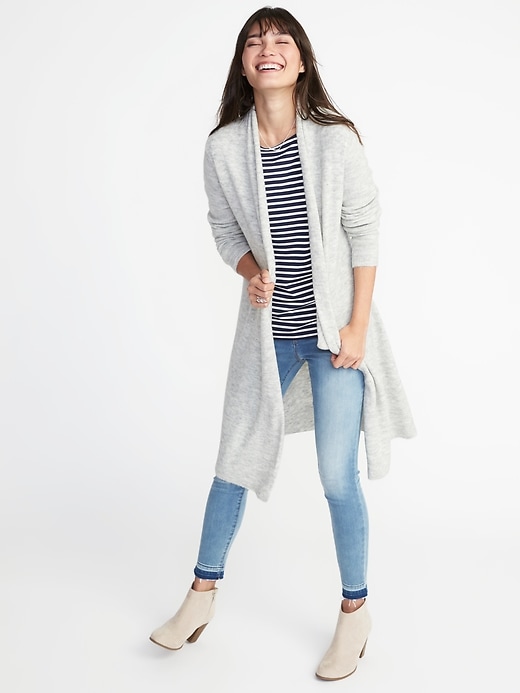 Image number 1 showing, Shawl-Collar Open-Front Cardi for Women
