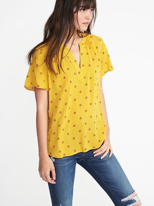 View large product image 1 of 1. Lightweight Shirred Top for Women