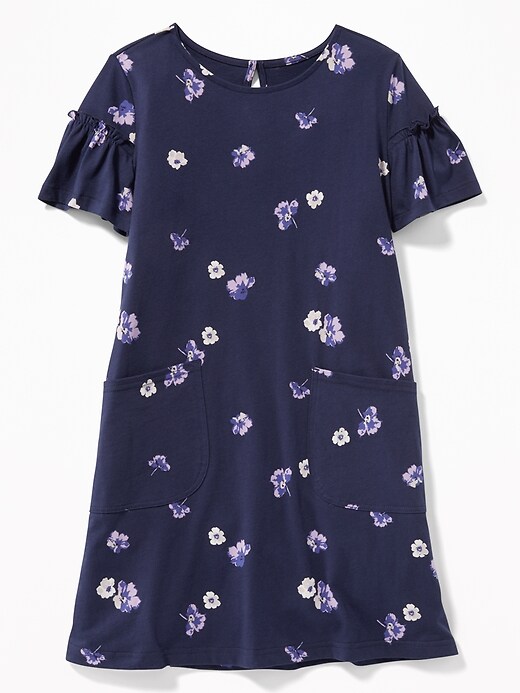 View large product image 1 of 3. Patterned Pocket Tee Dress for Girls