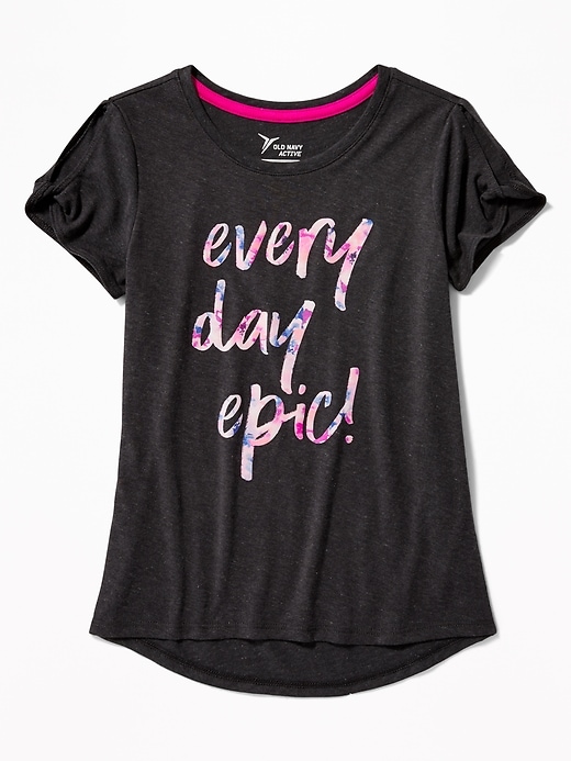 View large product image 1 of 1. Relaxed Go-Dry Graphic Tee for Girls