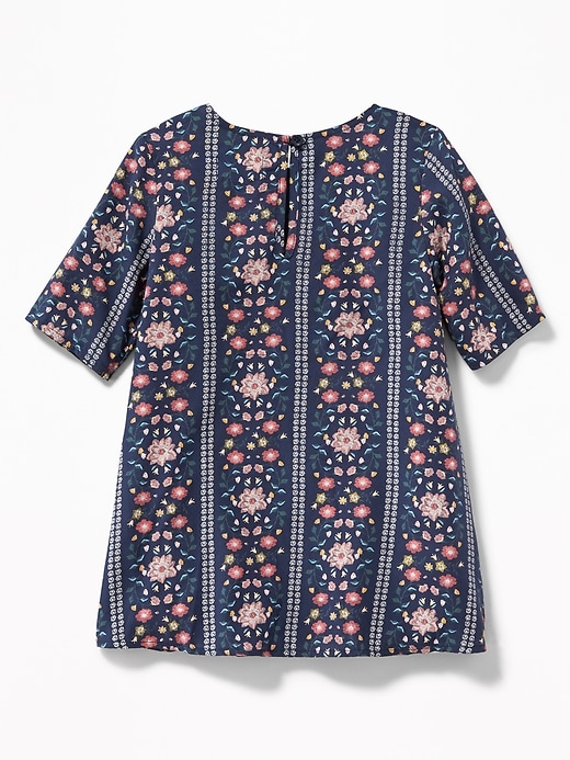 View large product image 2 of 3. Elbow-Sleeve Swing Dress for Toddler Girls