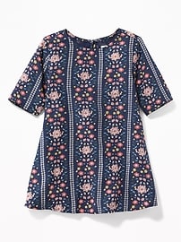 View large product image 3 of 3. Elbow-Sleeve Swing Dress for Toddler Girls