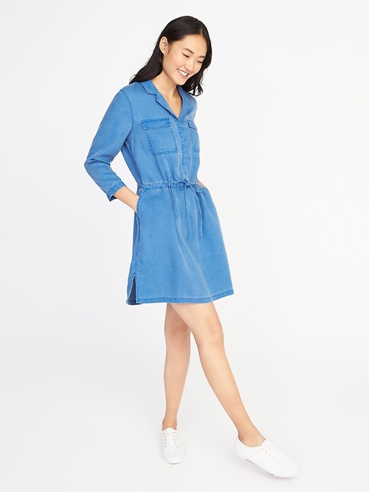 View large product image 1 of 2. Tencel&#174 Tie-Belt Utility Shirt Dress for Women