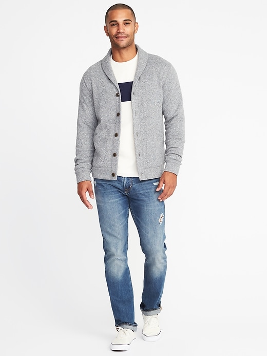 Image number 3 showing, Shawl-Collar Sweater-Fleece Cardigan
