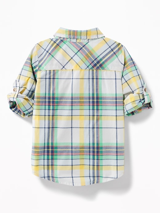 View large product image 2 of 4. Built-In Flex Roll-Sleeve Shirt for Toddler Boys