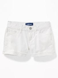 View large product image 3 of 3. Cuffed White Denim Shorts for Girls