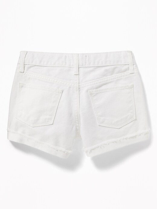 View large product image 2 of 3. Cuffed White Denim Shorts for Girls