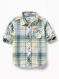 View large product image 4 of 4. Built-In Flex Roll-Sleeve Shirt for Toddler Boys