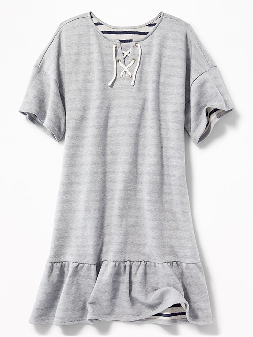View large product image 1 of 3. Lace-Up-Yoke Shift Dress for Girls