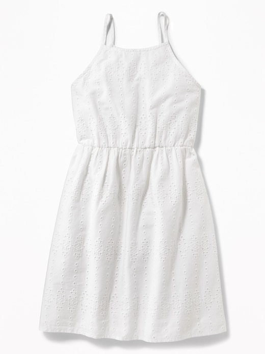 View large product image 1 of 1. High-Neck Eyelet Cami Dress for Girls