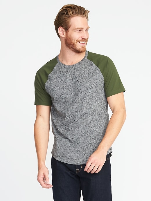 View large product image 1 of 1. Soft-Washed Color-Block Raglan T-Shirt for Men