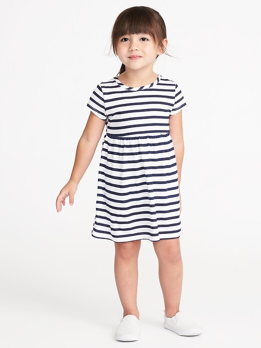 View large product image 1 of 3. Striped Jersey Babydoll Dress for Toddler Girls