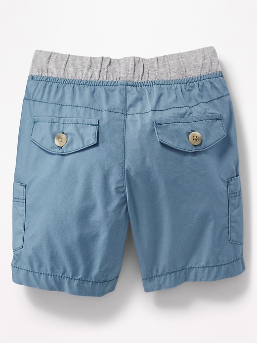 View large product image 2 of 3. Jersey-Waist Poplin Cargo Shorts for Toddler Boys