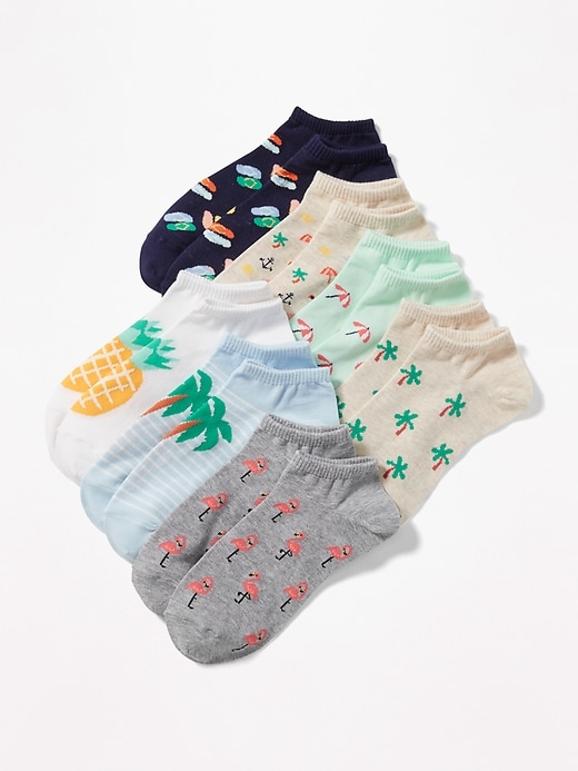 View large product image 1 of 1. Printed Ankle Socks 7-Pack for Women