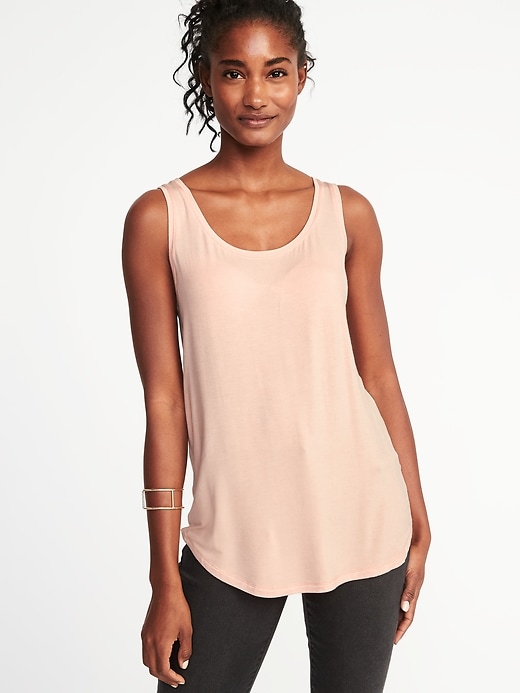 Image number 1 showing, Luxe Curved-Hem Tank for Women