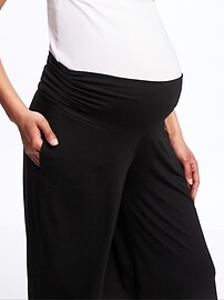 View large product image 3 of 3. Maternity Shirred Roll-Panel Gauchos