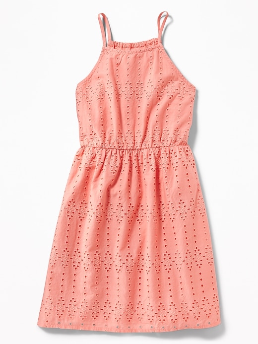 View large product image 1 of 1. High-Neck Eyelet Cami Dress for Girls