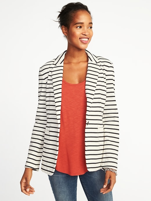 Image number 1 showing, Classic Striped Knit Blazer for Women