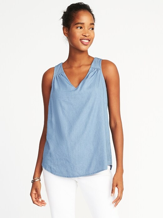 Image number 1 showing, Relaxed Cutout-Back V-Neck Top for Women