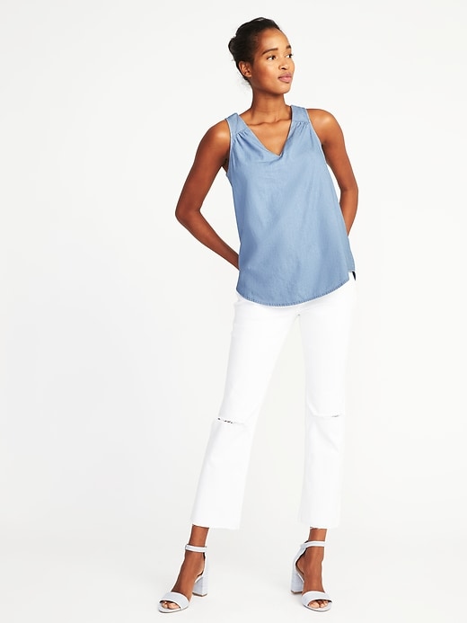 Image number 3 showing, Relaxed Cutout-Back V-Neck Top for Women