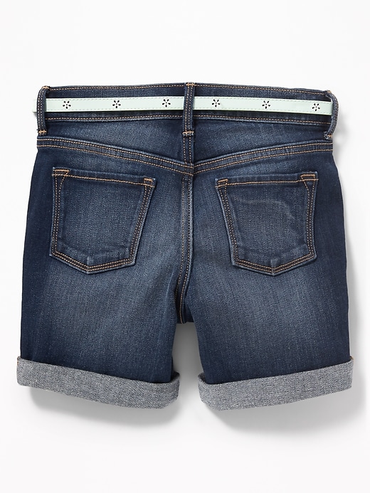 View large product image 2 of 3. Belted Rolled-Cuff Denim Shorts for Girls