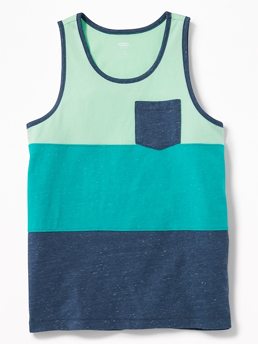 View large product image 1 of 3. Color-Block Pocket Tank for Boys