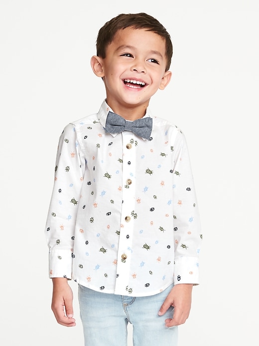 View large product image 1 of 5. Printed Built-In Flex Shirt & Bow-Tie Set for Toddler Boys