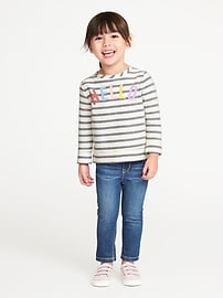View large product image 3 of 4. "Hello" Reverse-Stripe French-Terry Sweatshirt for Toddler Girls