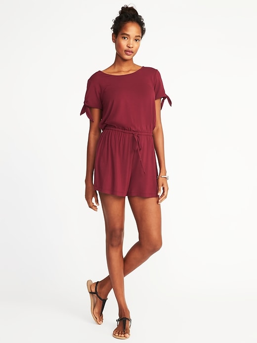 Image number 1 showing, Tie-Sleeve Romper for Women