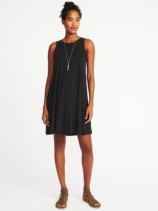 Image number 1 showing, Jersey-Knit Sleeveless Swing Dress For Women