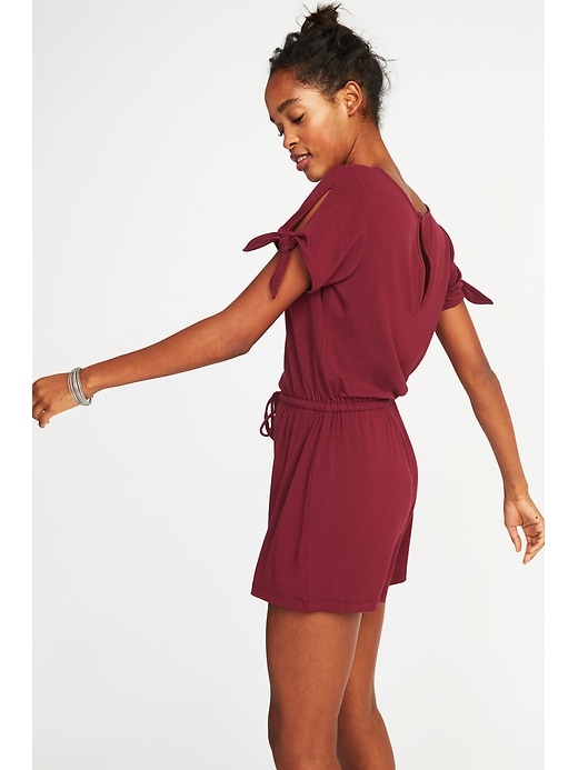Image number 4 showing, Tie-Sleeve Romper for Women