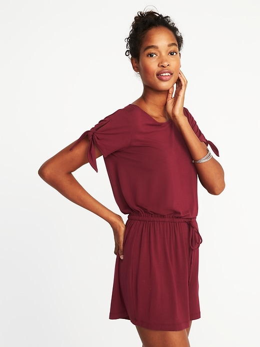 Image number 3 showing, Tie-Sleeve Romper for Women