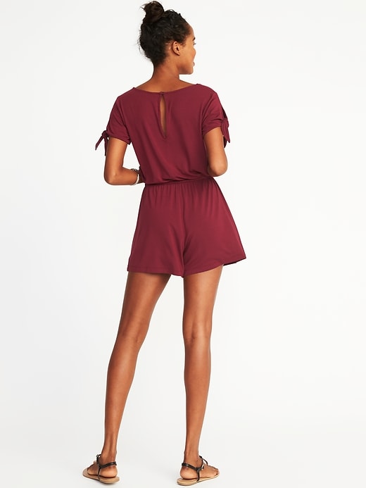Image number 2 showing, Tie-Sleeve Romper for Women