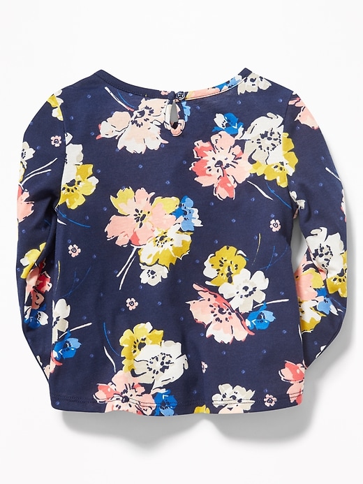 View large product image 2 of 2. Ruffled-Yoke Floral Jersey Top for Toddler Girls