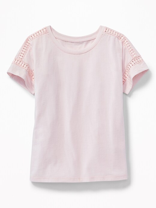 View large product image 1 of 1. Crochet-Lace Trim Tee for Girls