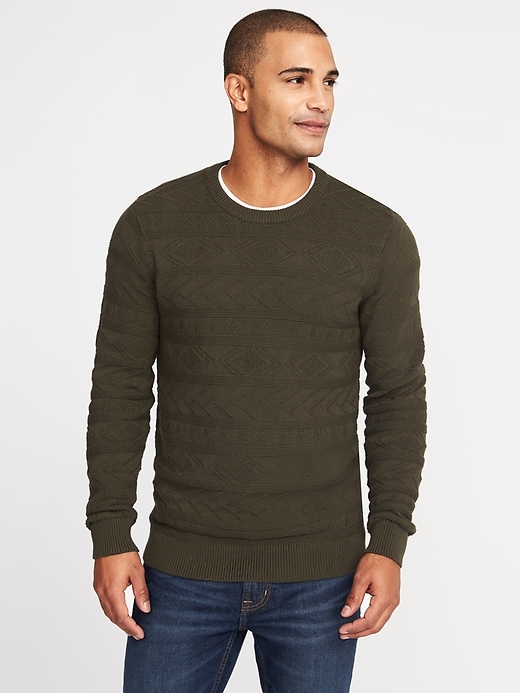 View large product image 1 of 1. Guernsey-Knit Crew-Neck Sweater