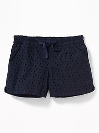 View large product image 3 of 3. Pull-On Cutwork Shorts for Girls