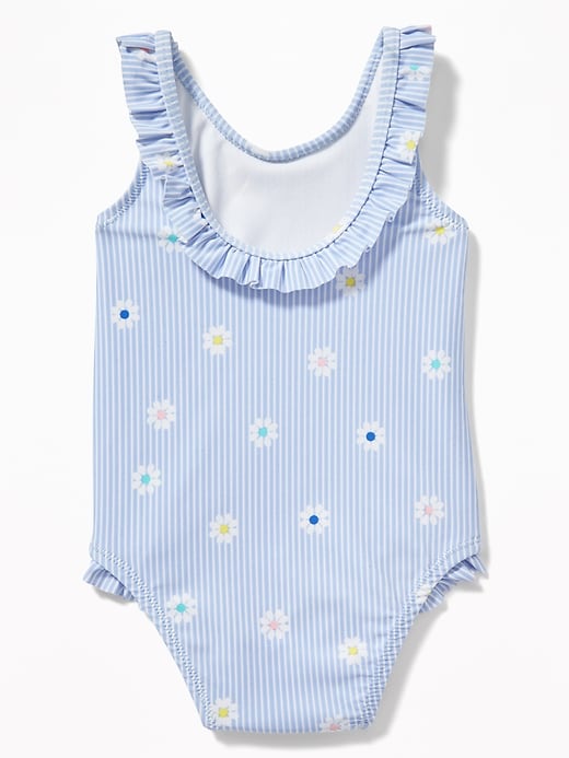 View large product image 2 of 2. Patterned Ruffle-Neck Swimsuit for Baby