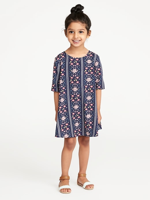 View large product image 1 of 3. Elbow-Sleeve Swing Dress for Toddler Girls