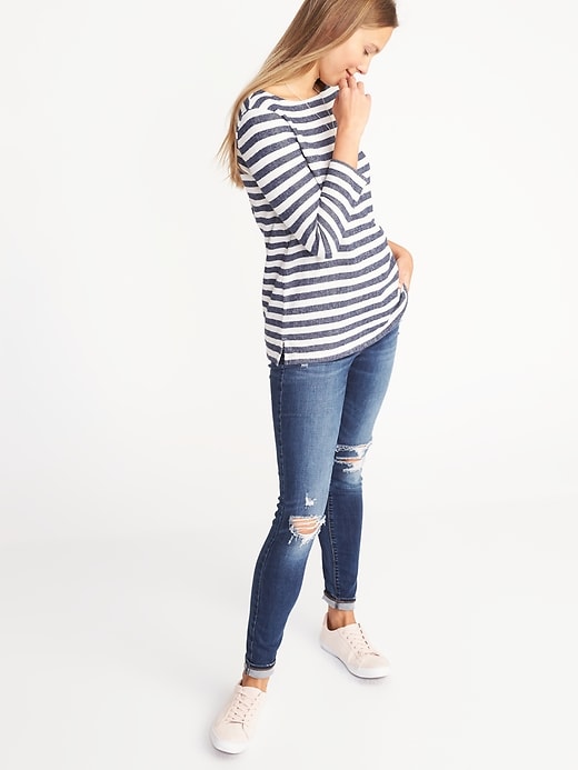Image number 3 showing, Relaxed Mariner-Stripe French-Terry Top for Women
