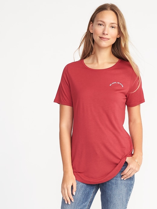 View large product image 1 of 1. Relaxed Graphic Curved-Hem Tee for Women