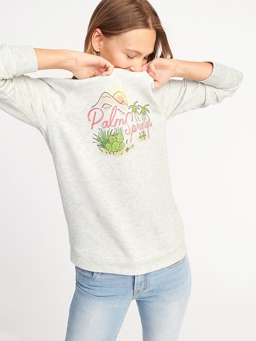 Image number 4 showing, Relaxed Graphic Crew-Neck Sweatshirt for Women