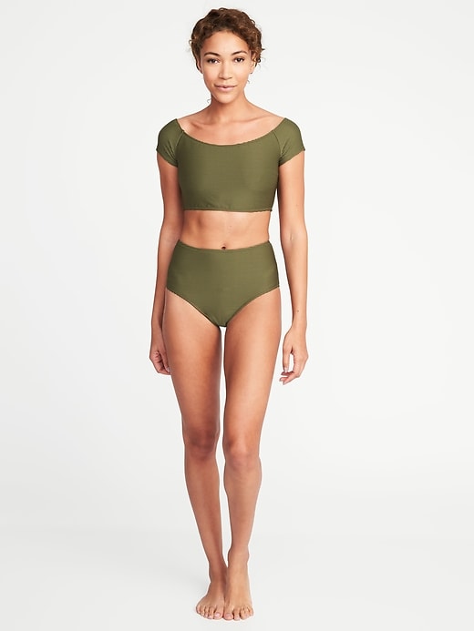 Image number 3 showing, Smocked Cropped Swim Top for Women