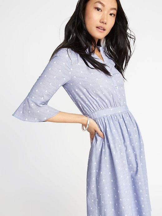 Image number 4 showing, Waist-Defined Clip-Dot Shirt Dress for Women
