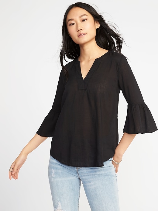 Image number 1 showing, Relaxed Bell-Sleeve Blouse for Women