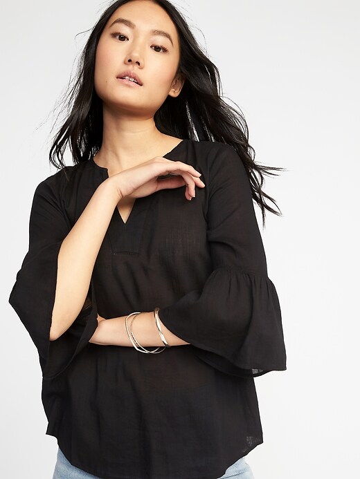 Image number 4 showing, Relaxed Bell-Sleeve Blouse for Women