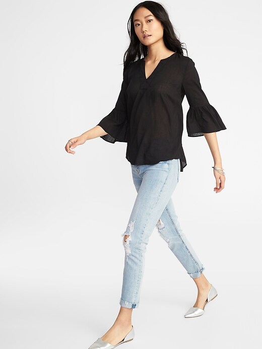 Image number 3 showing, Relaxed Bell-Sleeve Blouse for Women